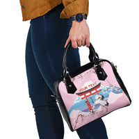 Japanese Torii Gate Cranes Personalised Shoulder Handbag Fuji Mount Sakura Seigaiha Pattern LT14 - Polynesian Pride