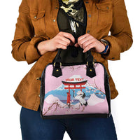 Japanese Torii Gate Cranes Personalised Shoulder Handbag Fuji Mount Sakura Seigaiha Pattern LT14 - Polynesian Pride