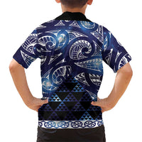 Matariki New Zealand Family Matching Long Sleeve Bodycon Dress and Hawaiian Shirt NZ Niho Taniwha Maori New Year Blue Galaxy LT14 - Polynesian Pride