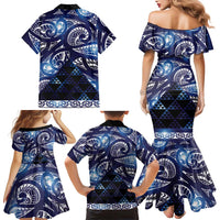 Matariki New Zealand Family Matching Mermaid Dress and Hawaiian Shirt NZ Niho Taniwha Maori New Year Blue Galaxy LT14 - Polynesian Pride