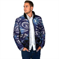 Matariki New Zealand Padded Jacket NZ Niho Taniwha Maori New Year Blue Galaxy