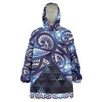 Matariki New Zealand Wearable Blanket Hoodie NZ Niho Taniwha Maori New Year Blue Galaxy