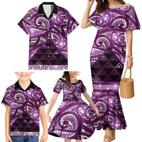 Matariki New Zealand Family Matching Mermaid Dress and Hawaiian Shirt NZ Niho Taniwha Maori New Year Purple Galaxy LT14 - Polynesian Pride