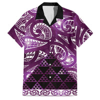 Matariki New Zealand Family Matching Mermaid Dress and Hawaiian Shirt NZ Niho Taniwha Maori New Year Purple Galaxy LT14 Dad's Shirt - Short Sleeve Purple - Polynesian Pride