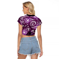Matariki New Zealand Raglan Cropped T Shirt NZ Niho Taniwha Maori New Year Purple Galaxy