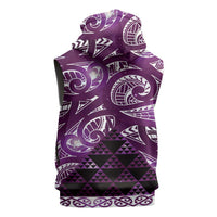 Matariki New Zealand Sleeveless Hoodie NZ Niho Taniwha Maori New Year Purple Galaxy