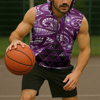 Matariki New Zealand Sleeveless Zip Hoodie NZ Niho Taniwha Maori New Year Purple Galaxy