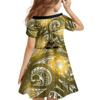 Matariki New Zealand Family Matching Off The Shoulder Long Sleeve Dress and Hawaiian Shirt NZ Niho Taniwha Maori New Year Yellow Galaxy LT14 - Polynesian Pride