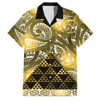 Matariki New Zealand Family Matching Summer Maxi Dress and Hawaiian Shirt NZ Niho Taniwha Maori New Year Yellow Galaxy LT14 Dad's Shirt - Short Sleeve Yellow - Polynesian Pride