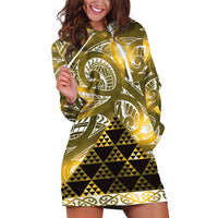 Matariki New Zealand Hoodie Dress NZ Niho Taniwha Maori New Year Yellow Galaxy LT14 Yellow - Polynesian Pride