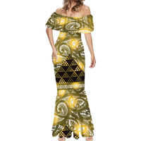 Matariki New Zealand Mermaid Dress NZ Niho Taniwha Maori New Year Yellow Galaxy
