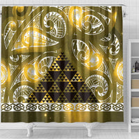 Matariki New Zealand Shower Curtain NZ Niho Taniwha Maori New Year Yellow Galaxy