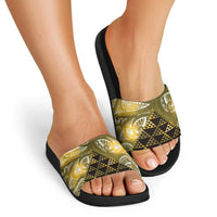 Matariki New Zealand Slide Sandals NZ Niho Taniwha Maori New Year Yellow Galaxy
