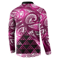 Matariki New Zealand Button Sweatshirt NZ Niho Taniwha Maori New Year Pink Galaxy