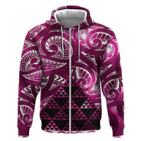 Matariki New Zealand Hoodie NZ Niho Taniwha Maori New Year Pink Galaxy