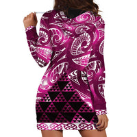 Matariki New Zealand Hoodie Dress NZ Niho Taniwha Maori New Year Pink Galaxy