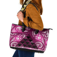 Matariki New Zealand Leather Tote Bag NZ Niho Taniwha Maori New Year Pink Galaxy