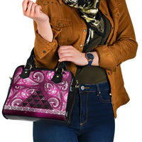 Matariki New Zealand Shoulder Handbag NZ Niho Taniwha Maori New Year Pink Galaxy
