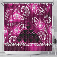 Matariki New Zealand Shower Curtain NZ Niho Taniwha Maori New Year Pink Galaxy