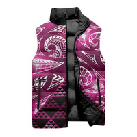 Matariki New Zealand Sleeveless Puffer Jacket NZ Niho Taniwha Maori New Year Pink Galaxy