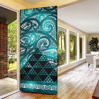 Matariki New Zealand Door Cover NZ Niho Taniwha Maori New Year Cyan Galaxy