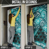 Matariki New Zealand Door Cover NZ Niho Taniwha Maori New Year Cyan Galaxy
