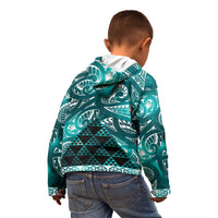 Matariki New Zealand Kid Hoodie NZ Niho Taniwha Maori New Year Cyan Galaxy