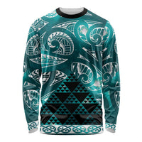 Matariki New Zealand Long Sleeve Shirt NZ Niho Taniwha Maori New Year Cyan Galaxy