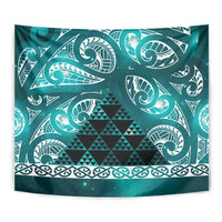 Matariki New Zealand Tapestry NZ Niho Taniwha Maori New Year Cyan Galaxy