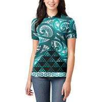 Matariki New Zealand Women Polo Shirt NZ Niho Taniwha Maori New Year Cyan Galaxy LT14 - Polynesian Pride