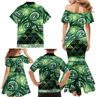 Matariki New Zealand Family Matching Mermaid Dress and Hawaiian Shirt NZ Niho Taniwha Maori New Year Green Galaxy LT14 - Polynesian Pride