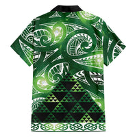 Matariki New Zealand Family Matching Off Shoulder Short Dress and Hawaiian Shirt NZ Niho Taniwha Maori New Year Green Galaxy LT14 - Polynesian Pride