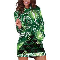 Matariki New Zealand Hoodie Dress NZ Niho Taniwha Maori New Year Green Galaxy LT14 Green - Polynesian Pride