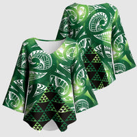 Matariki New Zealand Kimono Sleeve Blouse NZ Niho Taniwha Maori New Year Green Galaxy