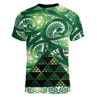 Matariki New Zealand Women V-Neck T-Shirt NZ Niho Taniwha Maori New Year Green Galaxy LT14 - Polynesian Pride