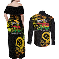 Personalised Vanuatu 678 Couples Matching Off Shoulder Maxi Dress and Long Sleeve Button Shirt Proud To Be A Ni-Van