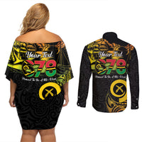 Personalised Vanuatu 678 Couples Matching Off Shoulder Short Dress and Long Sleeve Button Shirt Proud To Be A Ni-Van