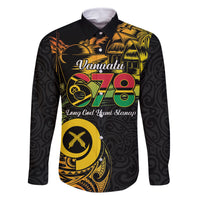 Personalised Vanuatu 678 Family Matching Off Shoulder Short Dress and Hawaiian Shirt Proud To Be A Ni-Van LT14 Dad's Shirt - Long Sleeve Black - Polynesian Pride