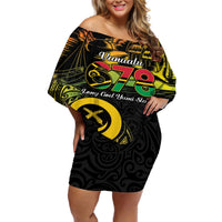 Personalised Vanuatu 678 Off Shoulder Short Dress Proud To Be A Ni-Van LT14 Women Black - Polynesian Pride