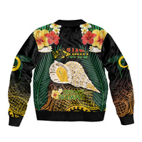 Vanuatu Triton's Trumpet Bomber Jacket Tropical Flowers Vanuatuan Map