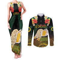 Vanuatu Triton's Trumpet Couples Matching Tank Maxi Dress and Long Sleeve Button Shirt Tropical Flowers Vanuatuan Map