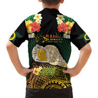 Vanuatu Triton's Trumpet Kid Hawaiian Shirt Tropical Flowers Vanuatuan Map