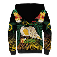 Vanuatu Triton's Trumpet Sherpa Hoodie Tropical Flowers Vanuatuan Map