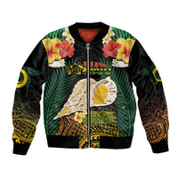 Vanuatu Triton's Trumpet Sleeve Zip Bomber Jacket Tropical Flowers Vanuatuan Map