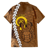 Vanuatu Coconut Crab Family Matching Long Sleeve Bodycon Dress and Hawaiian Shirt Ni-Van Tropical Leaves With Sand Drawing Art