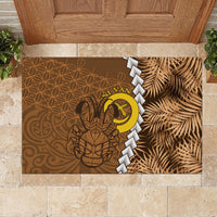 Vanuatu Coconut Crab Rubber Doormat Ni-Van Tropical Leaves With Sand Drawing Art