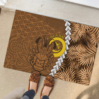 Vanuatu Coconut Crab Rubber Doormat Ni-Van Tropical Leaves With Sand Drawing Art
