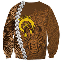 Vanuatu Coconut Crab Sweatshirt Ni-Van Tropical Leaves With Sand Drawing Art