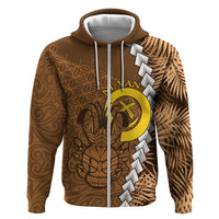 Vanuatu Coconut Crab Zip Hoodie Ni-Van Tropical Leaves With Sand Drawing Art