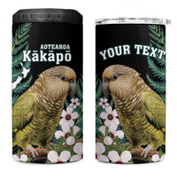 Personalised New Zealand Kakapo 4 in 1 Can Cooler Tumbler Aotearoa Fern With Manuka LT14 One Size: 16 oz Black - Polynesian Pride